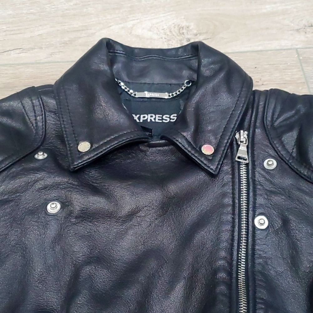 EXPRESS Genuine Leather Moto Jacket - Picture 8 of 16